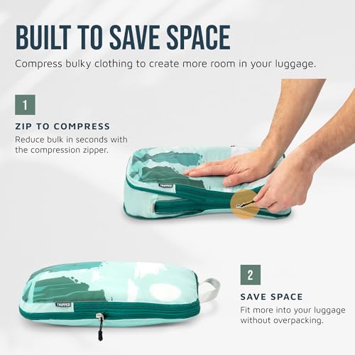 TRIPPED Travel Gear Large Compression Packing Cubes 7-Piece Set for Travel - color: Getaways