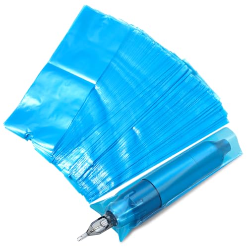 200pcs Tattoo Pen Machine Covers 7.5x2.7 Inch Tattoo Machine Covers Bags Sleeves for Cartridge Pen Tattoo Machine Accessories, Kits & Supplies (Large) - color: Clear Blue