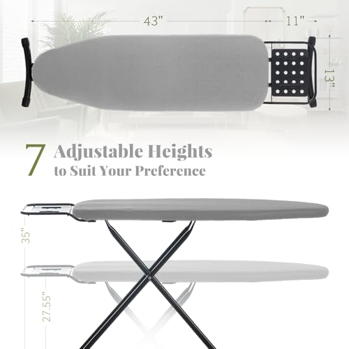 RAINHOL Full Size Ironing Board, Gray 54 x 13 in, Sturdy & Foldable - color: Gray