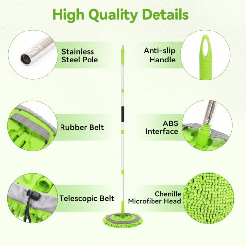 Ordenado 62" Car Wash Brush with Long Handle, 6Pcs Car Wash Kit Exterior - color: Green