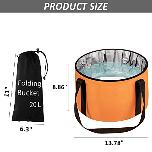 Foot Bath Basin 20L Collapsible Bucket, Portable Foot Soak Tub Feet Soaking Bucket for Outdoor Travel, Camping, Fishing(Orange) - color: Orange, size: 20L-1pcs