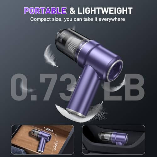 KMM Handheld Car Vacuum Cleaner, Hand Held Vacuum Cleaner & Air Duster - color: Purple Silver
