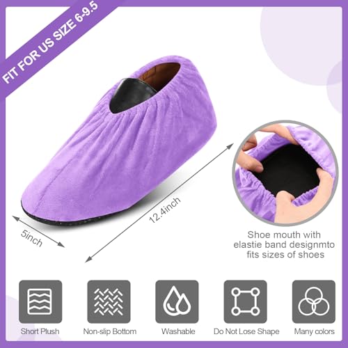 JaGely 11 Pair Reusable Cloth Shoe Covers for Indoors, Light Purple - color: Light Purple