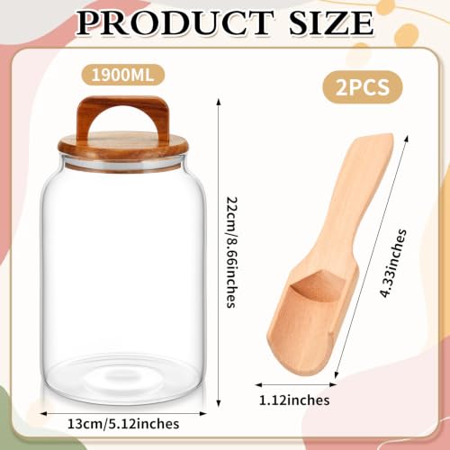 SiliFine 4 Pcs 64oz Glass Laundry Storage Containers with Handle and Scoops