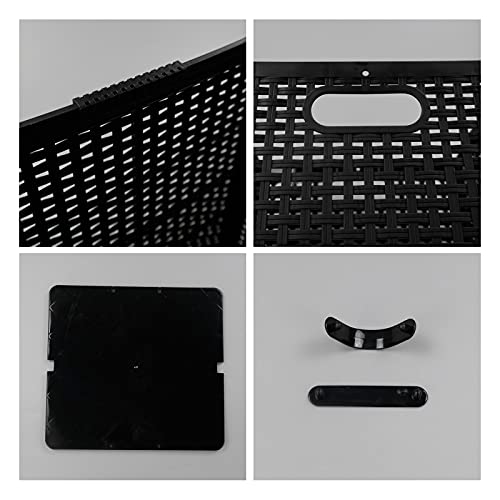 42 L Plastic Storage Basket, Folding Laundry Hamper, Black, 2 Packs