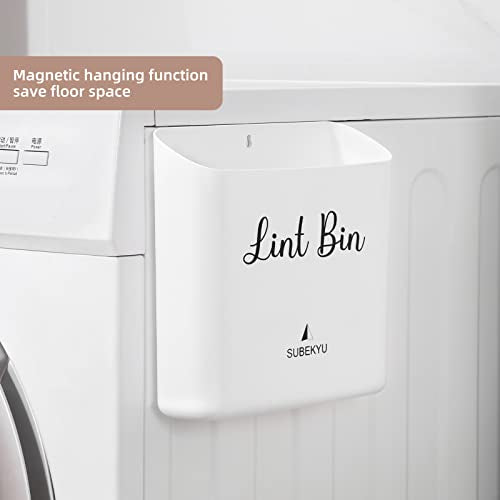 SUBEKYU Magnetic Lint Bin Small Waste Bin for Laundry Room,White