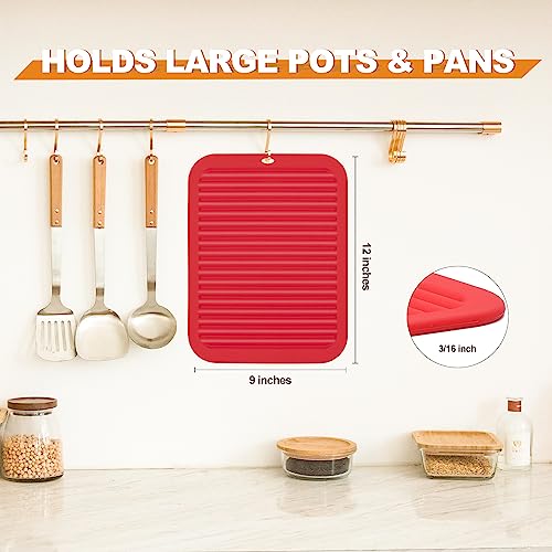 Joyhalo 4 Pack Square Silicone Trivets - color: 9x12in, 4 Red Rectangle