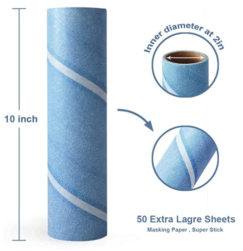 Leo 10-Inch Wide Lint Roller Refills, 6 Rolls with 50 Sheets Each (300 Sheets Total), Extra Sticky for Pet Hair, Carpet & Floor Cleaning - size: 6 Refill Rolls