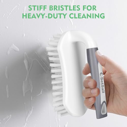 SetSail Scrub Brush, Heavy-Duty Stiff Bristle Cleaning Scrubber, 4 Pack - color: Grey White, size: 4-pack