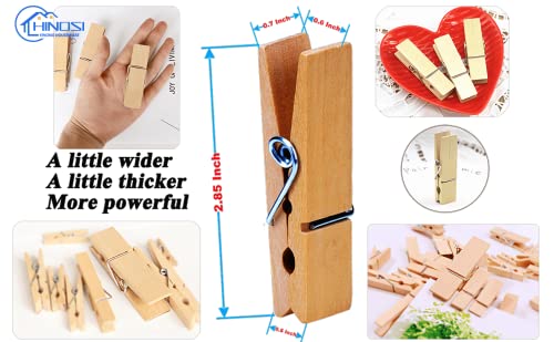 30pcs Large Wooden Clothespins, Sturdy and Heavy Duty Clothes Pins for Hanging, Outdoor, Crafts