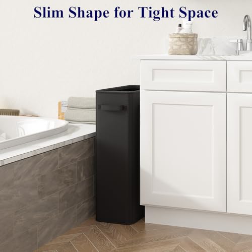 Optish 50L Slim Laundry Hamper, Small Laundry Basket With Handles, Black Narrow Laundry Basket for Dorm, Bedroom, Living Room, Collapsible Laundry Hamper - color: Black, size: 50L
