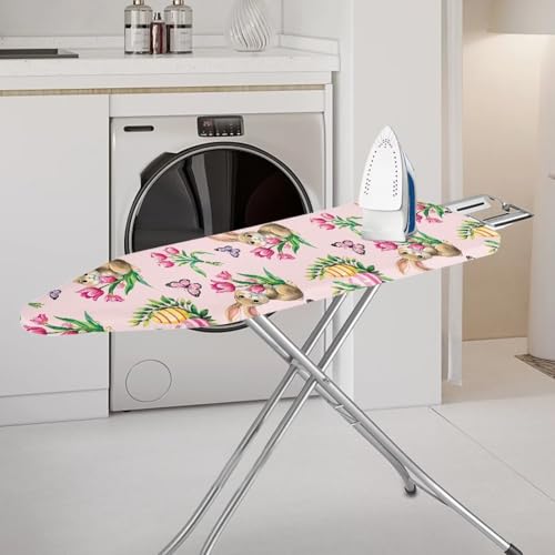 Cute Bunny Ironing Board Cover Butterfly Ironing Board Pad Protective Cover Iron Board Cover Accessories Replacement Tablecloths with Elastic Edge Washable - color: Cute Bunny Butterfly