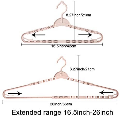 Foshine 4 Pack Extra Large Hangers Enlarge Adjustable Shoulder 16.5"-26" - color: Light Pink