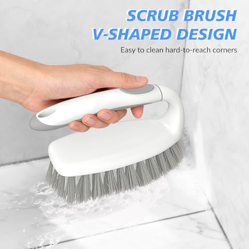 SetSail Heavy Duty Scrub Brush, 2 Pack Cleaning Brush Set, Grey White
