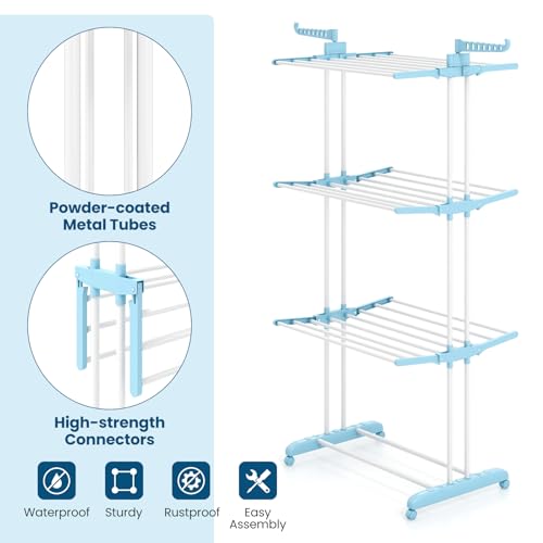 GIANTEX Foldable Clothes Drying Rack, 4-Tier Collapsible Laundry Rack