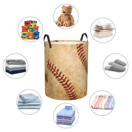 Baseball Texture Laundry Basket Laundry Hamper With Handles Collapsible Laundry Baskets Storage Basket For Room Bathroom Bedroom Decor - color: Baseball Texture