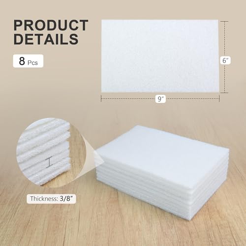 6"x9" Light Duty Scuff Pad 8 Pack (7445) - White, Wet/Dry Reusable Non-Abrasive Hand Pad for Cleaning, Polishing & Finishing - Auto Body, Woodworking, Glass & Marine - color: White, size: 8 pcs (6" x 9")