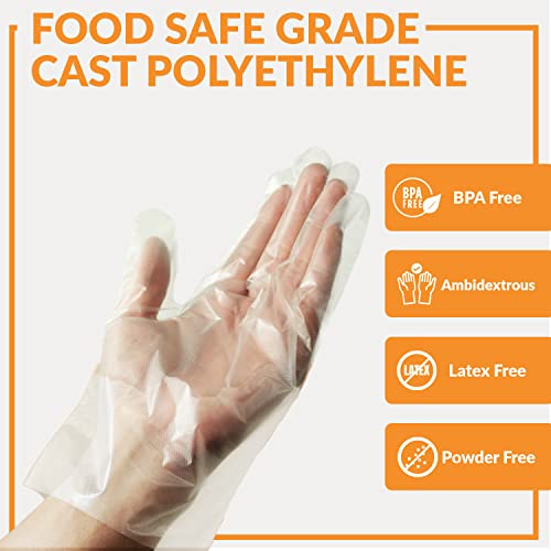 Klex 200 BPA Free Disposable Heavyweight Cast Poly CPE Gloves, Embossed PE Plastic Glove for Food Handling Food Prep Safe, Latex & Powder Free (200 Count, Medium) (Pack of 3) - size: Medium (Pack of 600)