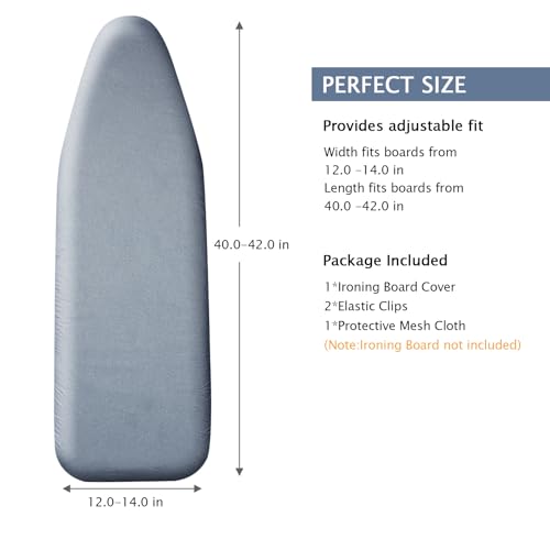 SheeChung 14"x42" Over The Door Ironing Board Cover,Door Iron Board Cover - color: Grey Blue, size: 42"L x 14"W