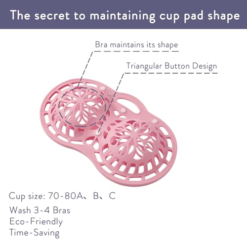 Sablier Bra Laundry Bag, Lingerie Bags for Washing Delicates, Button Slot Design, Durable & Resistant to Deformation, Silicone Bra Wash Bags for Sports Sexy Maternity Seamless Bras - color: Pink