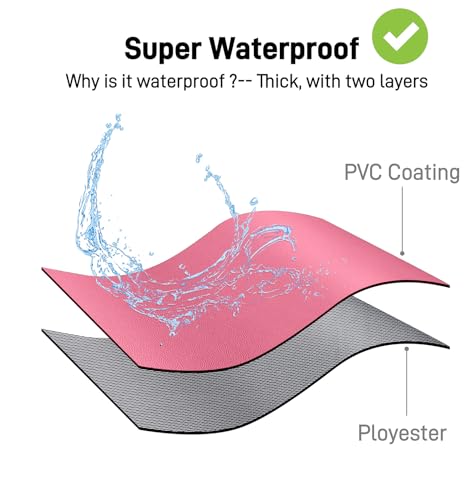 Waterproof Apron with Comfortable Adjustable Bib Rubber Vinyl Dishwasher Heavy Duty Apron for Men Women Dishwashing - color: Pink