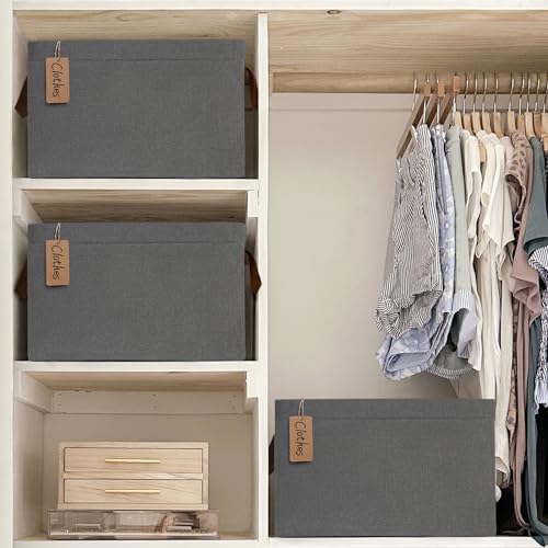 CHICVITA 30L Large Fabric Closet Bins for Shelves, 2Pack, Grey - color: Grey, size: 16 ¾" L x 11" W x 9 ¾" H