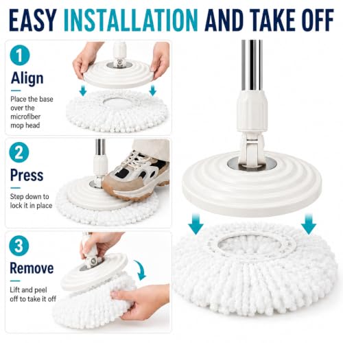 Extendable Mop Handle Set with 2 Microfiber Heads and Mop Plate, White - size: White Mop & Refills Set