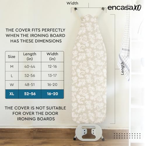 Encasa XO Ironing Board Cover and Pad, X-Large, 54"x18" - Beige - color: Beige, size: X-Large