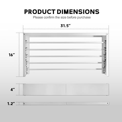 Wall Mounted Clothes Drying Rack 31.5" Wide,Foldable Wall Mount Laundry Rack with 5 Aluminum Rods,Retractable and Foldable Space-Saving Wall Mounted Clothes Drying Rack White
