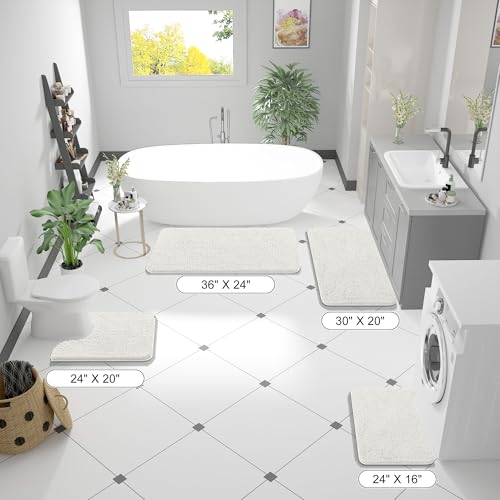 OLANLY Large Bathroom Rugs 70x46, Extra Soft Absorbent Chenille Bath Rugs - color: Ivory, size: 70" X 46"