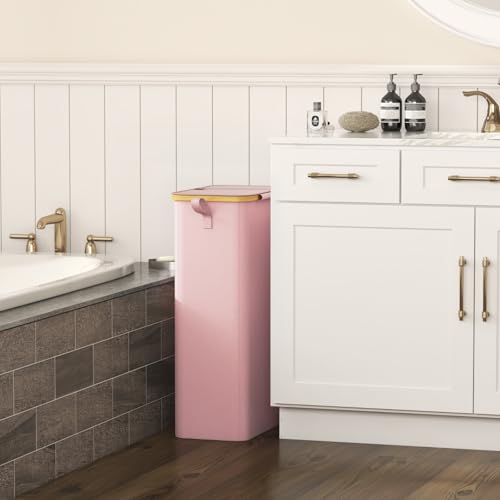 Lifewit 75L Slim Laundry Hamper with Lid and Removable Bag, Pink - color: Pink, size: 75L