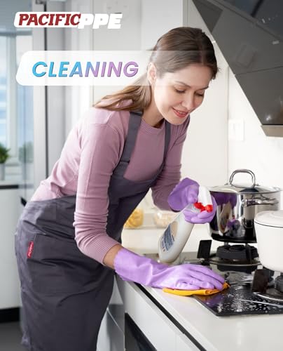 PACIFIC PPE 2 Pairs Cleaning Gloves, Cotton Liner, Purple+Blue, Medium - color: Purple+blue, size: Medium (Pack of 2)