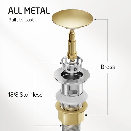 KES Bathroom Sink Drain with Strainer Basket Hair Catcher Anti Clog Pop Up Drain Stopper Vanity Vessel Sink Without Overflow, Polished Chrome S2013D-CH - color: Polished Chrome, style: for NO overflow sink,1-pack