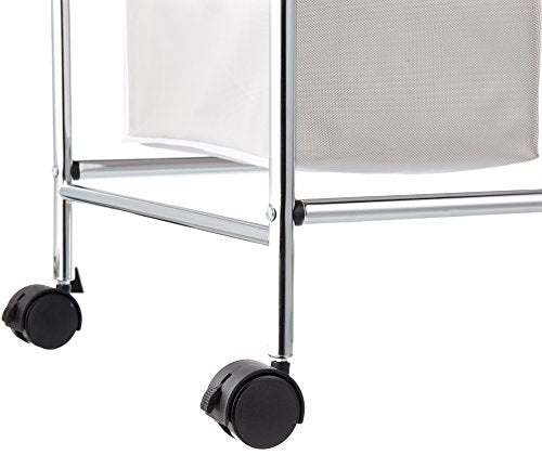 Amazon Basics 3-Bag Laundry Sorter with Removable Bags, Metal Frame, Washable, Locking Wheels, Gray