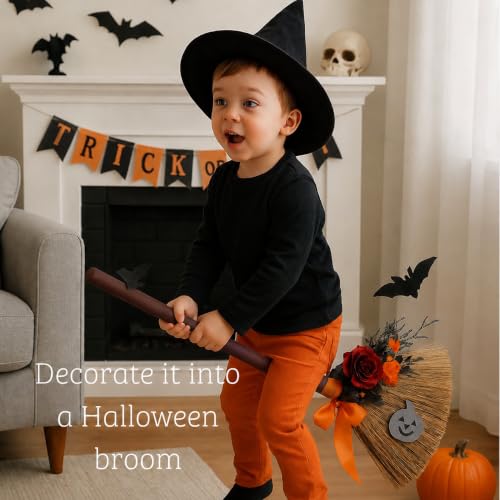 Vietnam Handmade Straw Whisk Broom with Brown Wooden Handle - Soft Natural Grass Broom for Home, Kitchen, Bedroom & Garage, 12.2" Wide x 27.95" Long - style: Brown