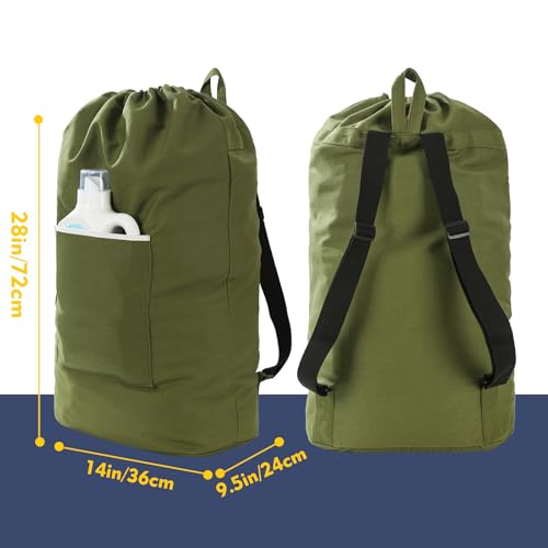 Canvas Laundry Bag, Laundry Backpack, Army Green, X-Large - color: ARMY GREEN, size: X-Large