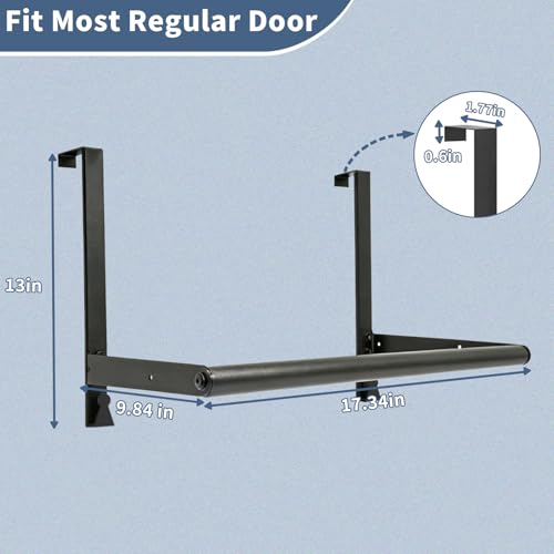 Thrivinest Over The Door Clothes Hanger, Metal Over The Door Rod for Clothes with 2 Hooks, Clothing Hanger Drying Racks for Laundry, Bedroom, Bathroom, Living Room,Office, Fits Door Up to 1.77" - size: 17inch(L)