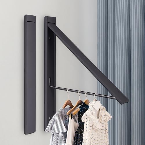 Ithywat Retractable Clothes Drying Rack, Space Saver Wall Mounted Folding Hanger for Laundry Room, Closet Storage Organization, Easy Installation Aluminium Never Rust Dryer Gray - color: Gray