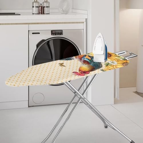 Chicken Sunflower Ironing Board Cover and Pad Standard Size Iron Board Protective Stretchy Cover 15x 54 Ironing Board Covers Built in Ironing Board Sleeve with Elastic Edge Home Decor - color: Chicken Sunflower