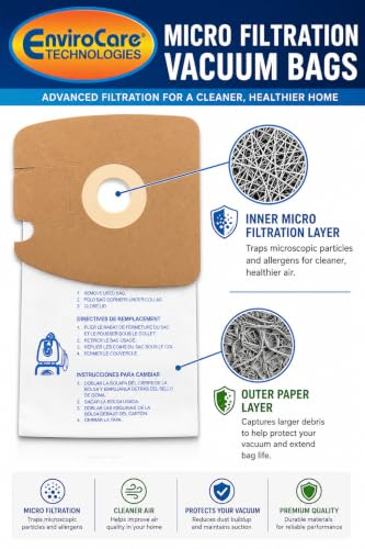 Envirocare Premium Replacement Multi-layer Micro Filtration Vacuum Bags Made to fit Eureka Style MM Eureka Mighty Mite 3670 and 3680 Series Canisters 9 Bags