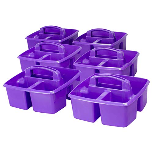 Storex 3-Compartment Small Caddy – Multipurpose Classroom Organizer with Handle, Purple, 5-Pack (00944U06C) - color: Purple, size: 5-Pack, style: Small