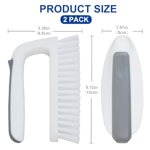 CELOX Carpet Cleaning Brush, Heavy Duty Scrub Brush with Handle, 2 Pack, White