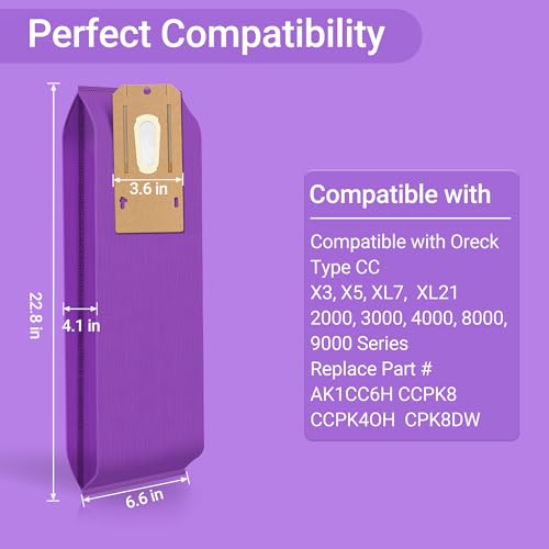 12 Pack Upgraded Type CC HEPA Upright Vacuum Cleaner Bags for Oreck - size: 12 Count (Pack of 1)