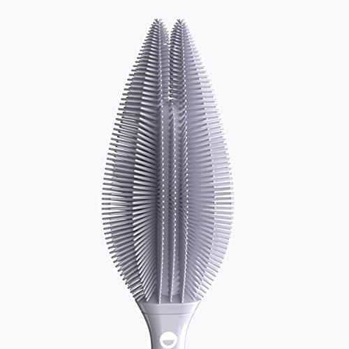 Smilo Silicone Baby Bottle Brush - Soft Touch Baby Bottle Cleaner with Flexible Twin Tip to get Cups, Glasses and Baby Bottles Extra Clean - Food-Grade Silicone, Dishwasher Safe & BPA-Free - Gray - color: Gray
