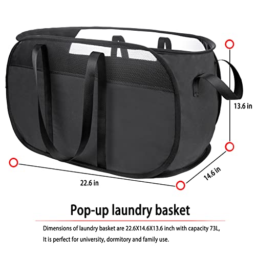 Pop Up Laundry Hamper,with Durable Handles collapsible laundry basket,Easy to Open and Fold for college Dorm,kids room,travel (2 black)… - color: 2 black