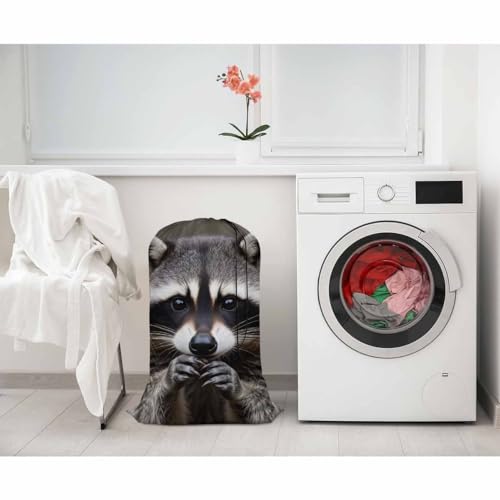 Swono Lovely Raccoon Extra Large Huge Heavy Duty Laundry Storage Bag with Drawstring, Wild Animal Lick Hands Laundry Bag, Machine Washable, 28x40 Inch Oxford Cloth - color: Lovely Raccoon