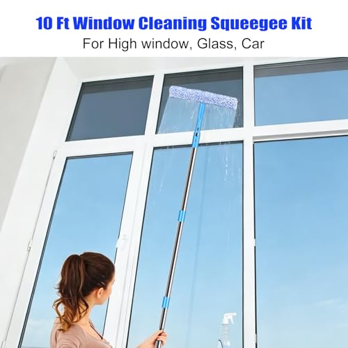 10 Feet Professional Squeegee Window Cleaner Tool with Extension Pole