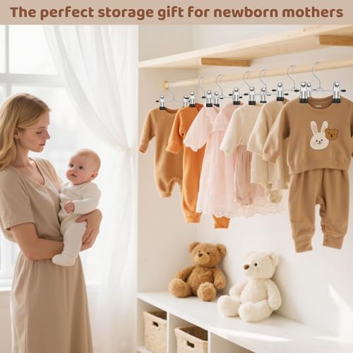 12 Pack Baby Hangers with Clips, 360°Rotatable Toddler Kids Pants Hangers - color: Black, size: 12