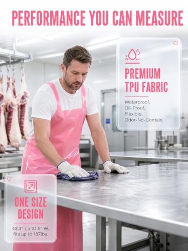Molaxhome TPU Waterproof Apron Lightweight Oil-resistant Chef Apron - color: Pink