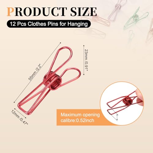 uxcell 12Pcs Clothes Pins for Hanging, 2.2" Metal Clothing Clips Heavy Duty Laundry Spring Pegs, Clothesline Clip Paper Holder Sealer for Holding Clothes, Paper, Food Packages, Red - color: Red, size: 2.2"